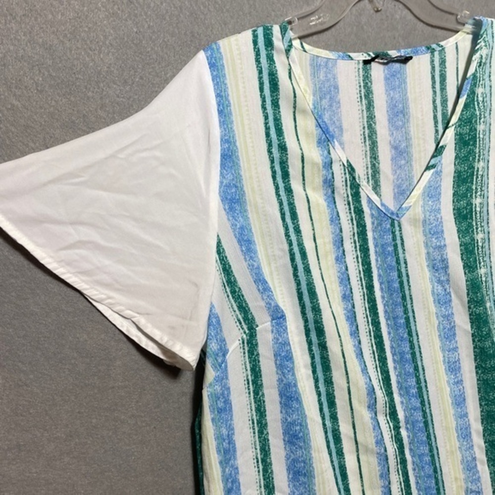 Bloomchic V-Neck Striped Contrast Patchwork Ruffl… - image 3